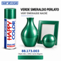 Spray SARATOGA Happy Color vert émeraude nacré Perlato 400 ml référence 173.003, effet sur objets décoratifs – visuel illustratif