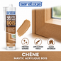 Mastic acrylique bois SARATOGA Chêne 310 ml référence 272.001, joint sur cadre de fenêtre en bois — visuel illustratif