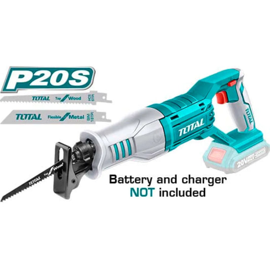 Scie Sabre Sans Fil TOTAL TRSLI1151 20V 2800tr/min Coupe Bois 115mm Métal 8mm 2 Lames — SQES Tunisie
