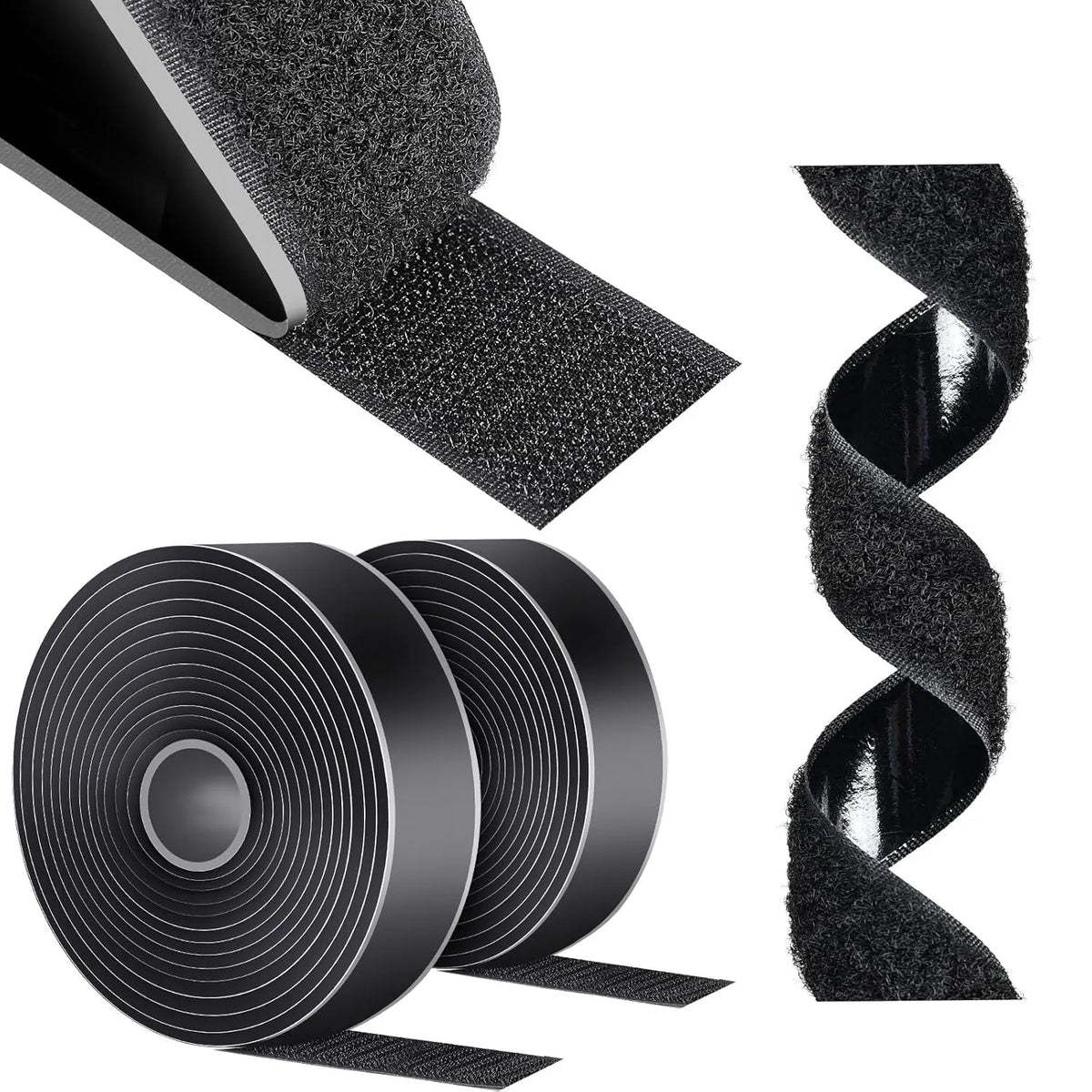 Scratch autocollant double face noir 100cm x 2cm – ruban fixation adhésive, bricolage, organisation et DIY

