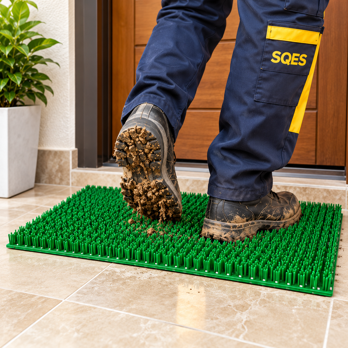 Tapis paillasson vert à picots 40 x 60 cm