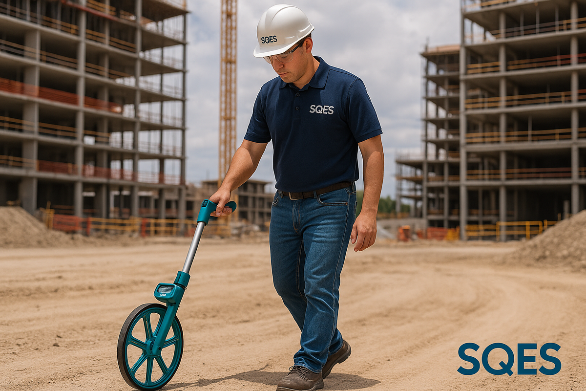 Technicien SQES avec roue de mesure classique