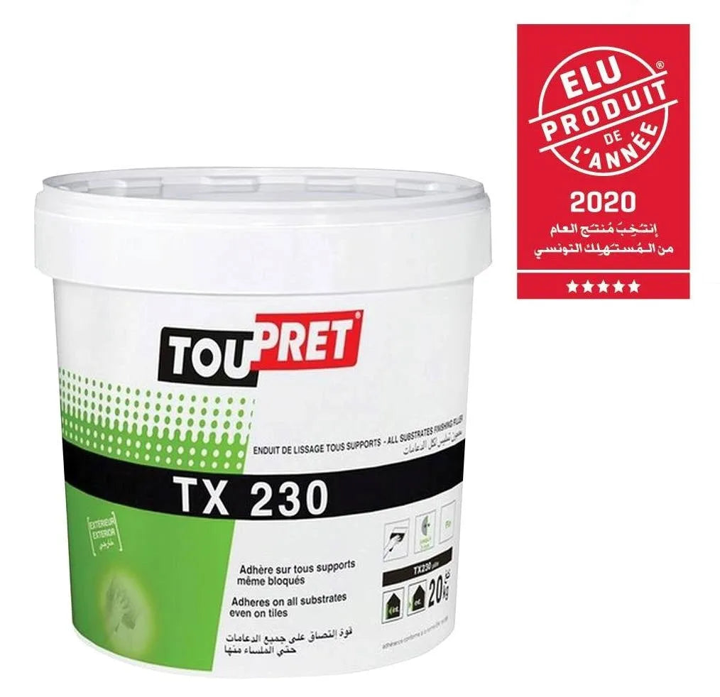 Mastic Faience - Enduit de Lissage TOUPRET TX 230 – Intérieur et extérieur - SQES