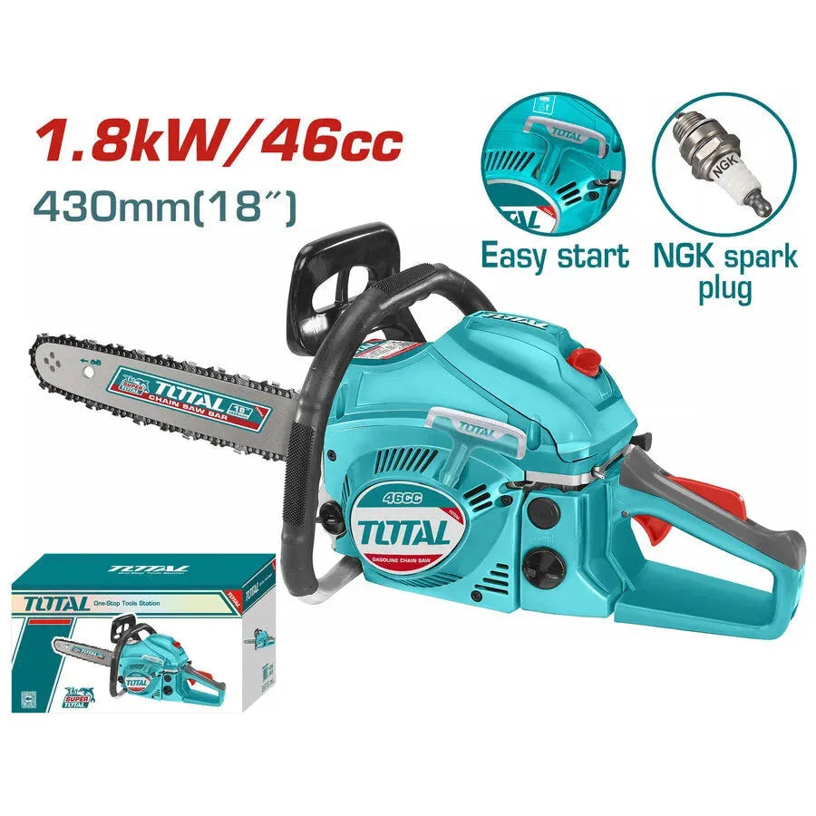 Tronçonneuse à Essence TOTAL TG5451811 46cc 1.8kW 45cm 18" Moteur 2 Temps Élagage Abattage — SQES Tunisie
