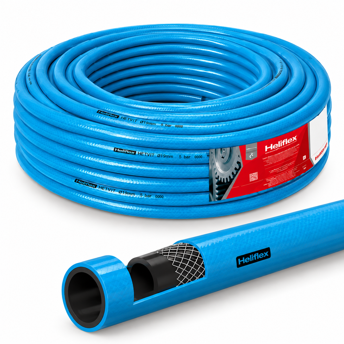 Tuyau oxygène dimension 8×14 vendu uniquement en rouleau complet de 50 m. Marque et données techniques à vérifier officiellement.