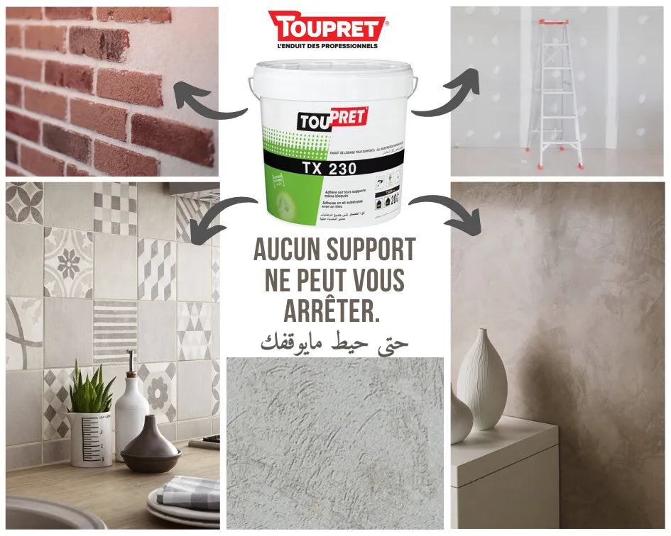 Mastic Faience - Enduit de Lissage TOUPRET TX 230 – Intérieur et extérieur - SQES