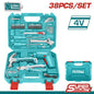 Valise bricolage TOTAL THKTHP10386 38 outils – visseuse 4V 180tr/min 4N.m, 20 embouts, 8 clés hex, marteau, pince, testeur, règle, valise BMC
