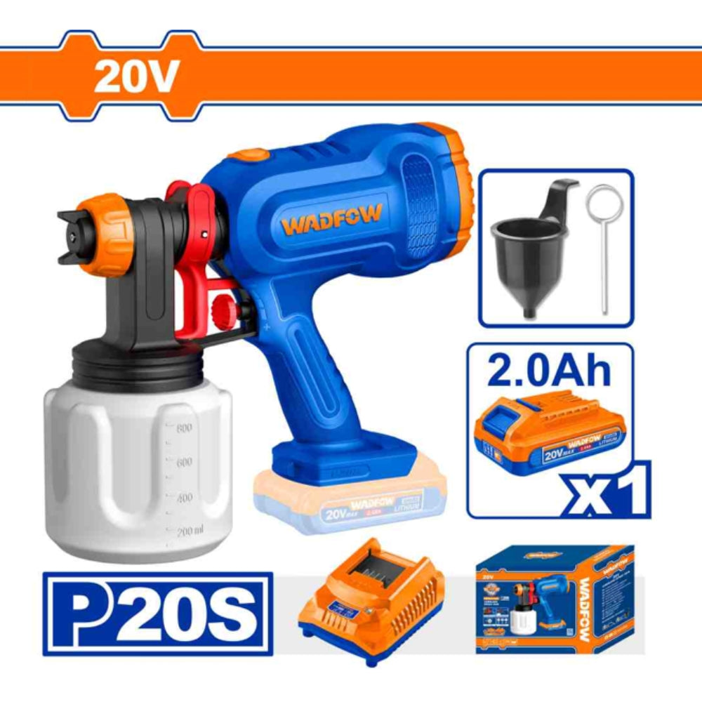 Pistolet à Peinture Sans Fil WADFOW WSU30664 20V - 650ml/min 800ml